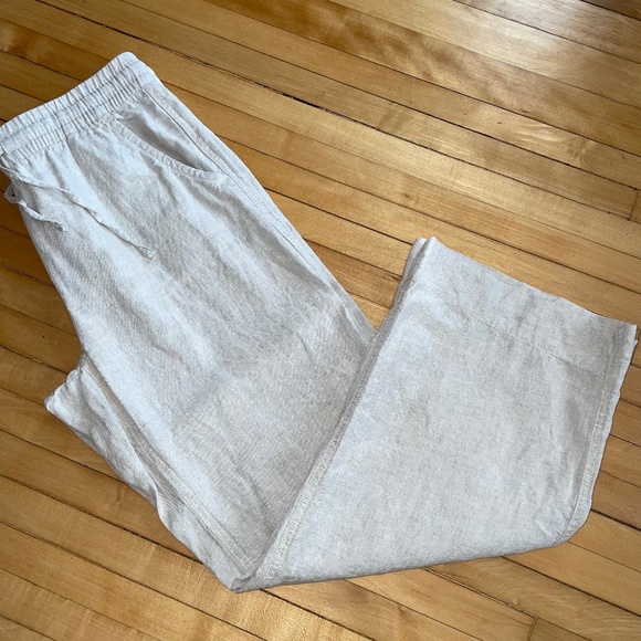 L.L. Bean Pants - L.L. Bean Premium Linen Breezy Pull On Pant Tan Khaki Washable Size 10